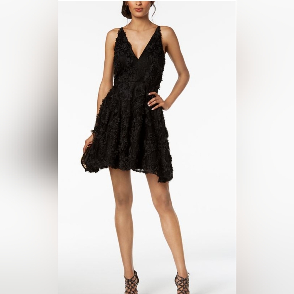 Xscape 3D Embellishment  Black Lace Mini Dress Size 10, Party Dress